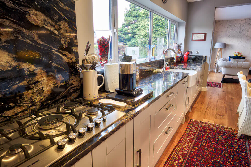 Titanium Granite with high splashback.