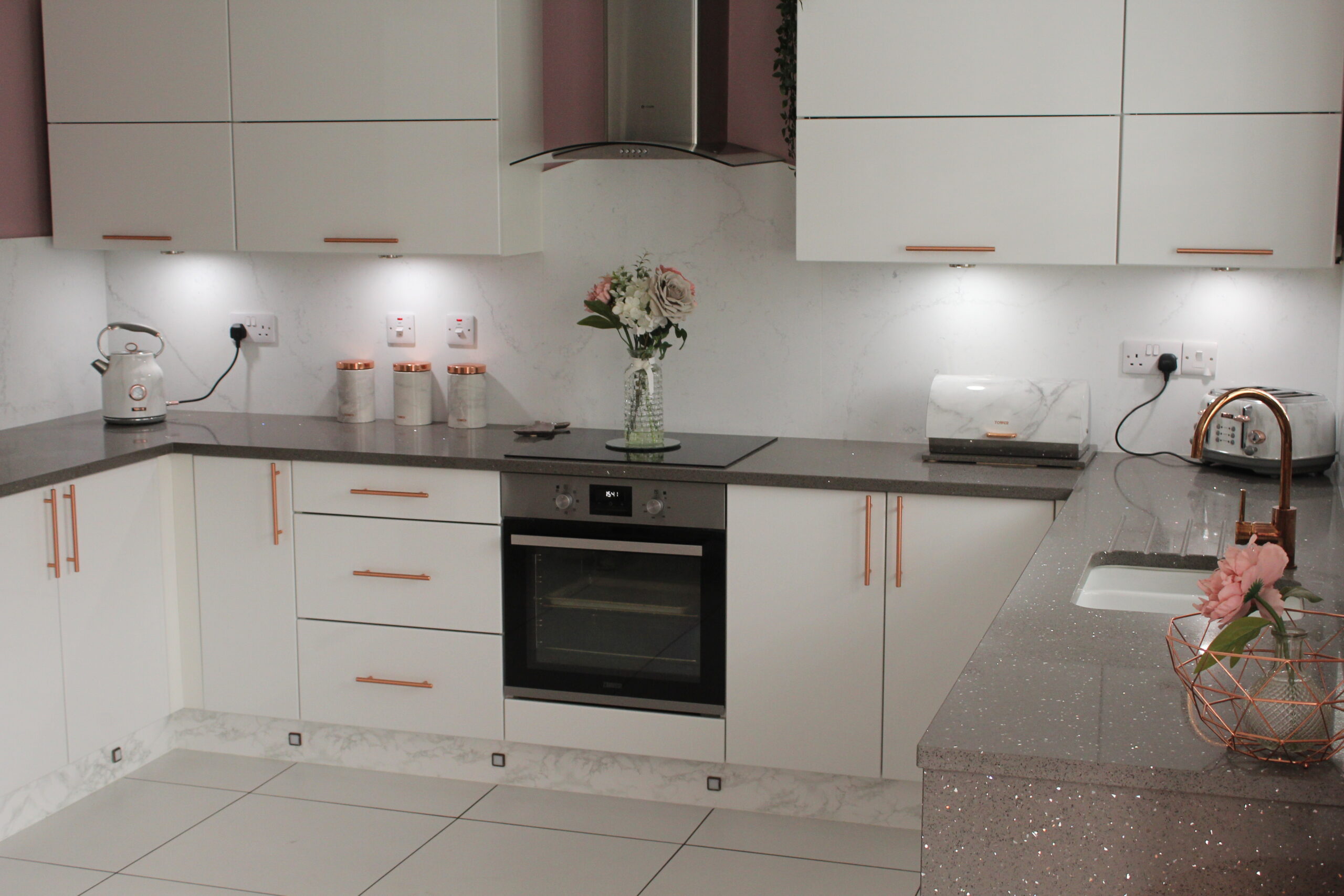 Kitchen with quartz worktops